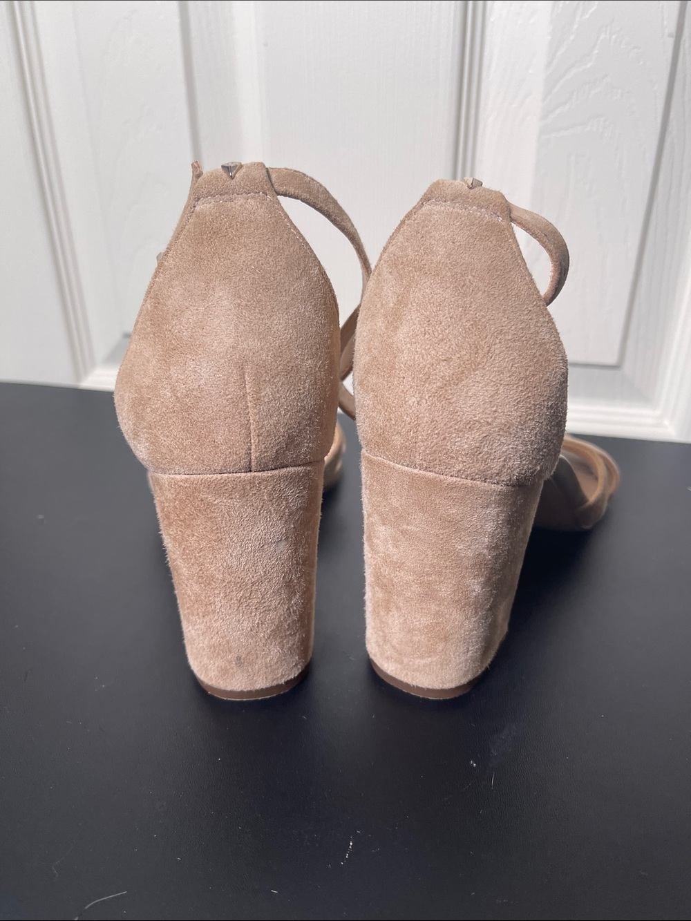 Sam Edelman Nude Suede Block Heel Sandals - Picture 4 of 7
